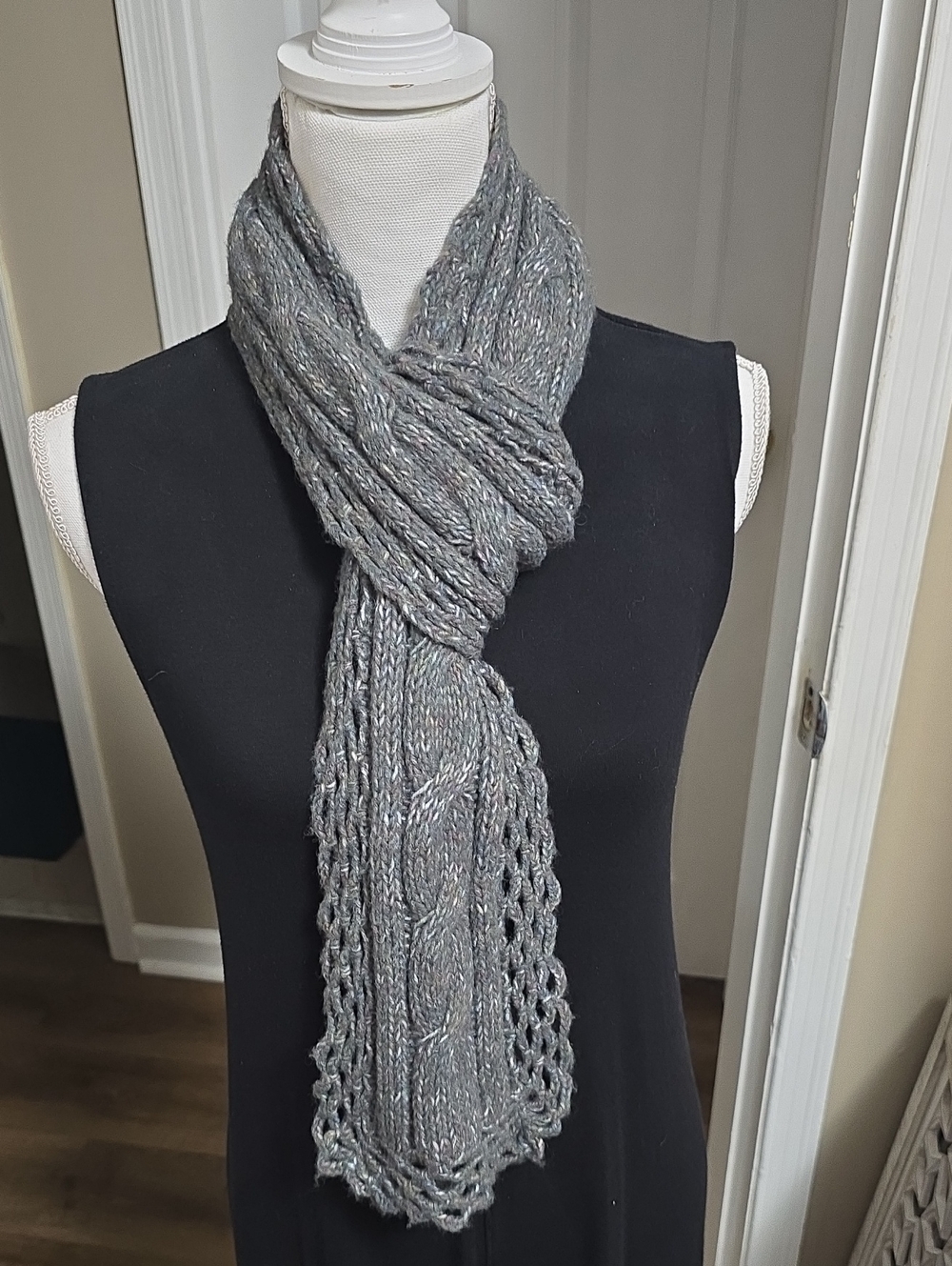 New York & Company | Women | Charcoal  |Cable Knit Scarf | 6.5x 76inches
